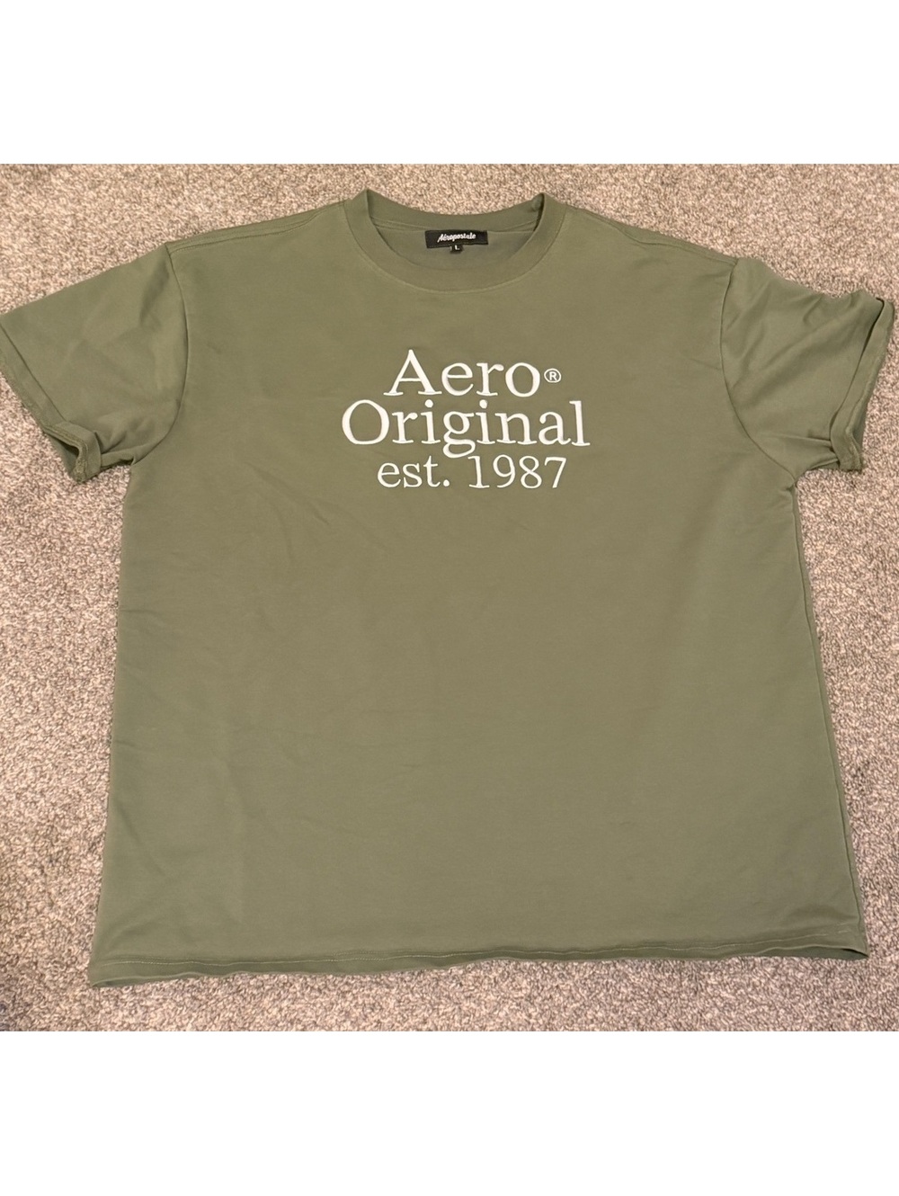 Aeropostale Women’s Large Olive Green Original Est. 1987 Graphic T-Shirt